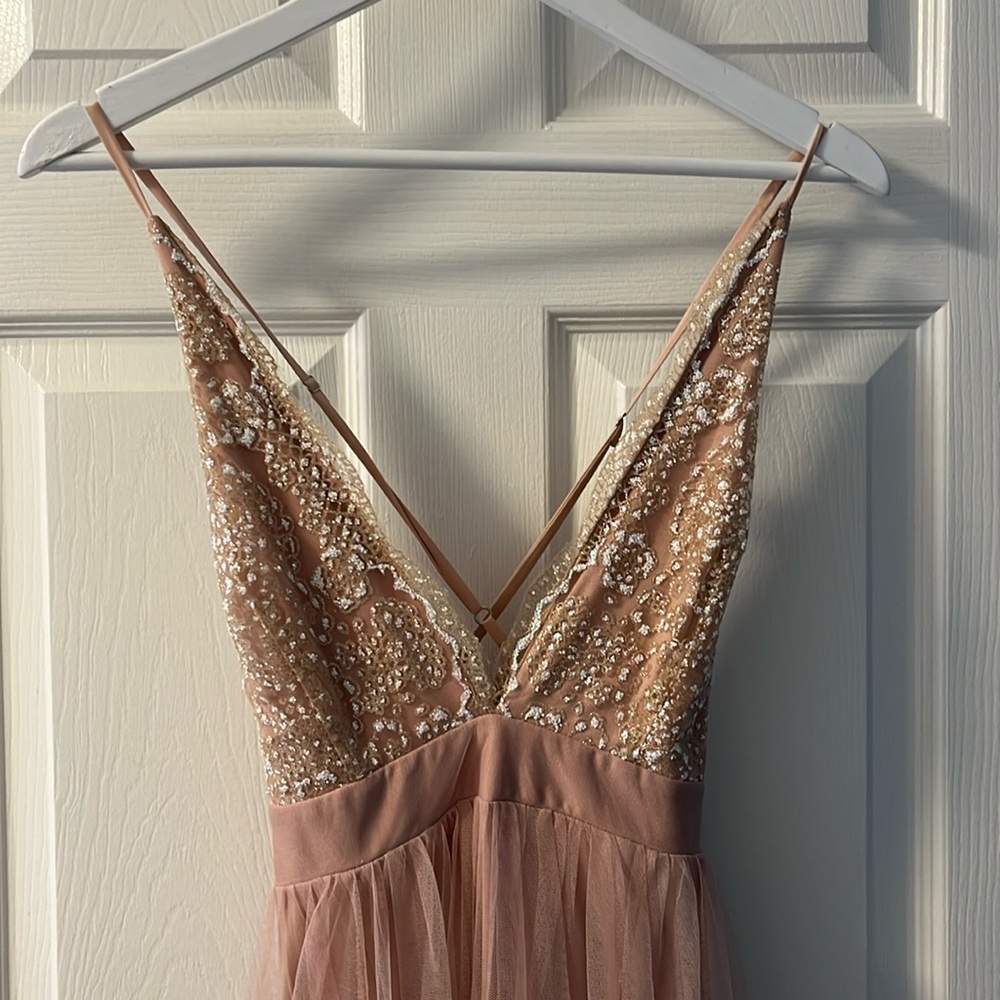 Full length blush pink prom dress sz 2